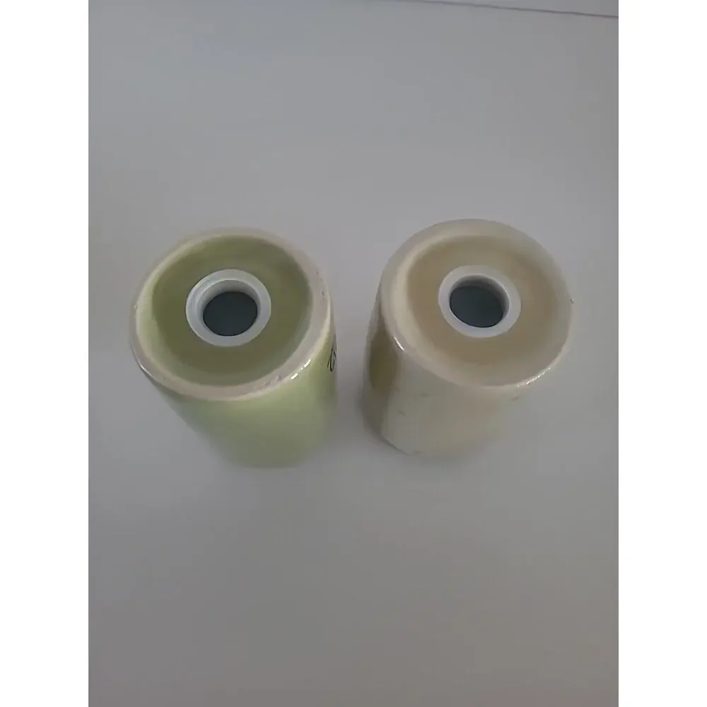 Darling Spring Salt Pepper Shaker Set NEW Farmhouse Ceramic Stoneware Green